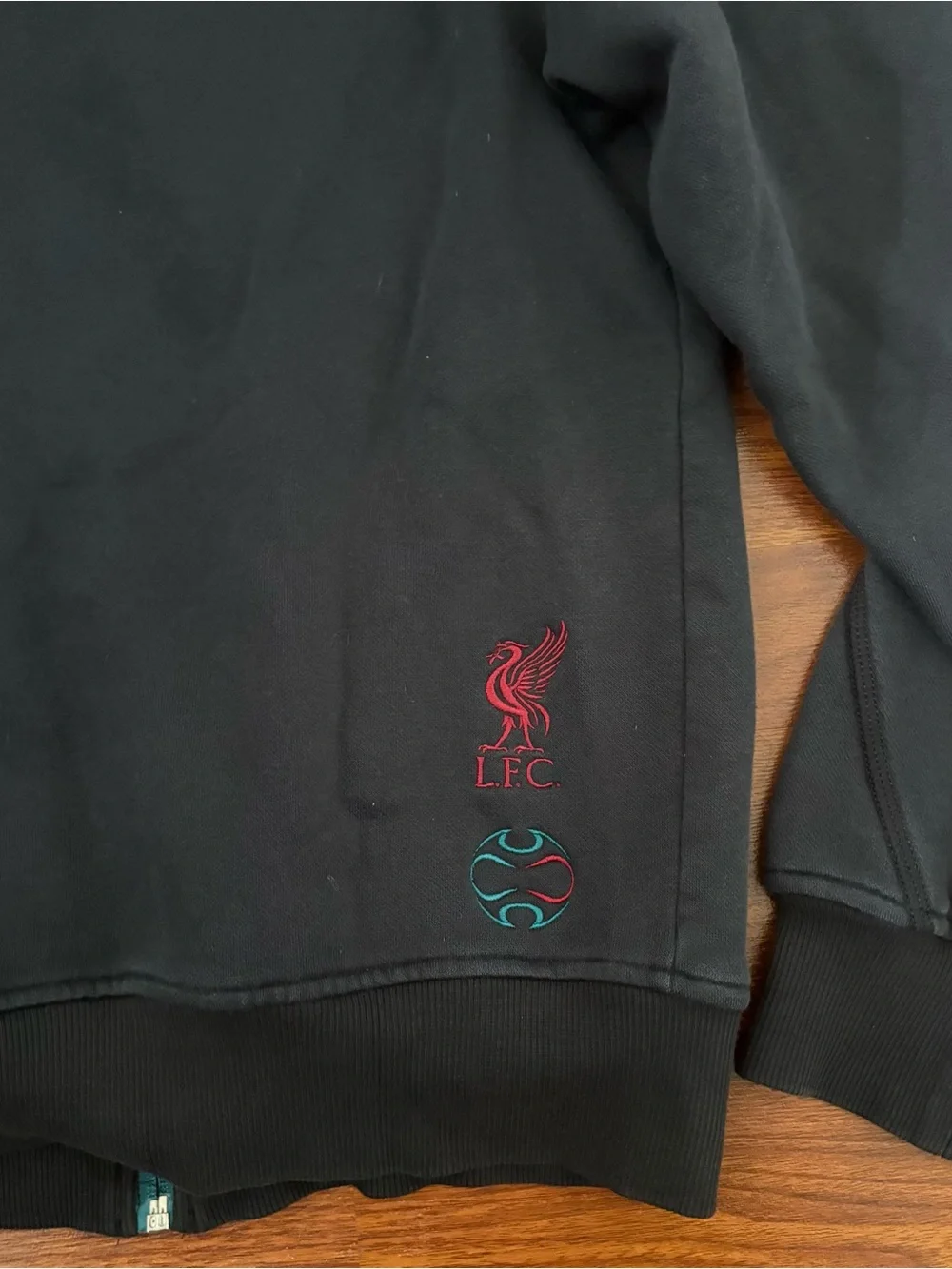 Y2K 2000s Liverpool FC Adidas Sample 1/1 Black Zip Up Hoodie Teamgeist Football